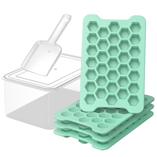 Small Ice Cube Tray for Freezer: FDDAI Easy Release Ice Cube Maker - Plastic Stackable Cubed Ice Trays and Bin - Making Tiny Honeycomb Icecubes