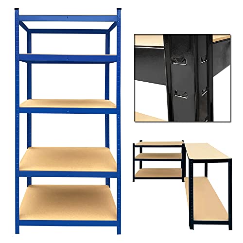 BRIEFNESS 4 Tier Black Shelving Unit Storage Organised Garage/Home/Pantry Racking Shelf Shelves Workbench Bays Racking Tools Paint Stationary Parts - H 162 x W 80 x D 40 Cm