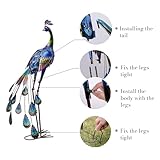 TERESA'S Collections Outdoor Decor Peacock Yard Art Garden Sculptures & Statues for Porch Decor,35'' Blue Large Metal Bird Garden Decor for Outside, Yard Decorations Outdoor for Patio,Gifts for Mom