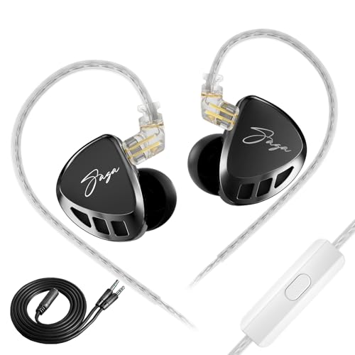 KZ Saga Wired Gaming Earbuds, High-Performance Inner Magnetic Dynamic Driver HiFi Gaming Headphone IEM, Stereo Sound Deep Bass Comfort-Fit Earphones with in-Line Controls Mic