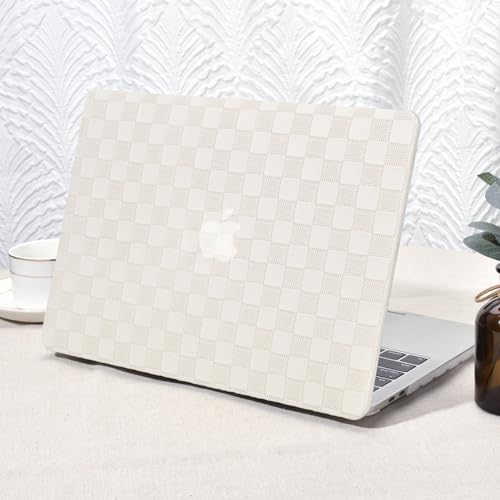 Seorsok Compatible with MacBook Pro 13 inch Case M2 2023,2022,2021-2016 A2338 M1 A2251 A2289 A2159 A1989 A1708 A1706,Elegant Leather Plastic Hard Case&Transparent Keyboard Cover,Beige Leather