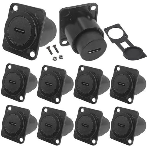 PENGLIN 10PCS USB 3.1 Type C Panel Mount Connector, Type C 3.1 Pass Through Extension Converter Female to Female for Audio Video Network Industrial Equipment