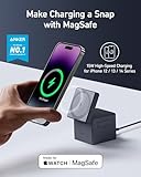 Anker MagSafe Charger Stand, Wireless Charger, 3-in-1 Cube, 15W Foldable Fast Charging for iPhone 16/15/14/13, Apple Watch, AirPods (Charger Included)