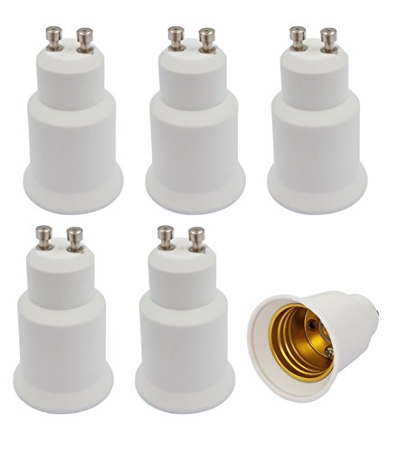 E-Simpo 6-Pack Gu10 to E26/E27 Adapter, Gu10 to Standard Screw in Base(E26/E27) Socket Adapter Converter, Heat Resistant Material, Anti-Corrosion