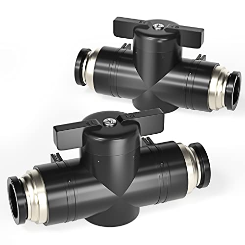 TAILONZ PNEUMATIC 6mm OD Ball Valve Air Flow Control Valve Push to Connect Fitting BVU-6（Pack of 3）