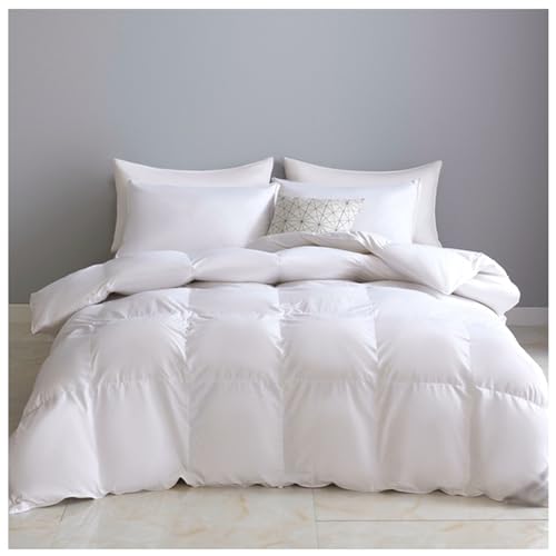 Goose Feather Down Comforter with Pinch Pleat Design, All Season Duvet Insert Twin/King/Full/Queen Size Quilt Ultra-Soft Warm Bed Comforter (B 200x230cm/79x90in(4kg))