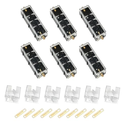 Bistook 21700 Battery Holder, 1-Slot DIY Case with Protection Caps, No Soldering Brass Contacts, Transparent Cover, Modular Storage for Lithium Batteries (6-Pack)