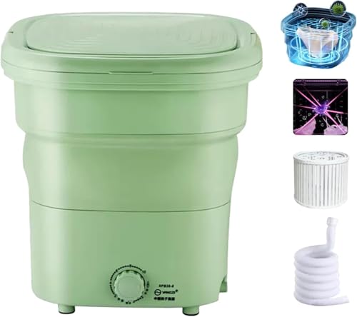 Foldable Large Capacity Dormitory Washing Machine for Kids, Portable Washer for Clothes, Socks, Underwear – High-Power Motor, Ozone Sterilization, 18L Capacity, Quiet & Collapsible Design (Green, X-La