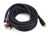 Monoprice Audio Cable - 35 Feet - Black | Premium Stereo Male to 2 RCA Male 22AWG, Gold Plated