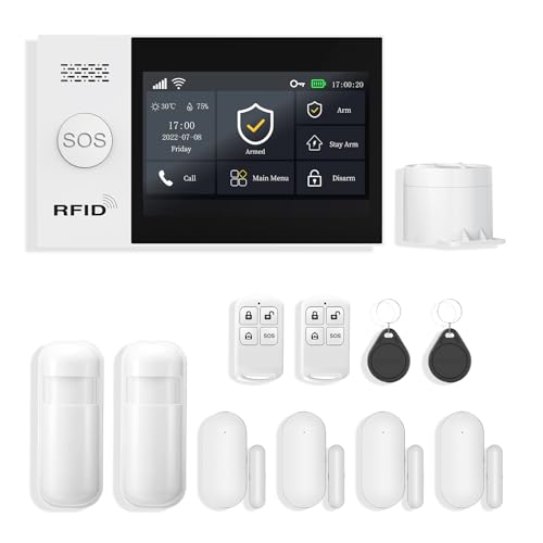 PGST Wireless Home Alarm System 12-Piece Kit, WiFi/4G Alarm System for Home Security with Phone APP Alert (Door Sensors,Alarm Siren, Remote, Motion Detector) for Home, Apartment, Work with Alexa