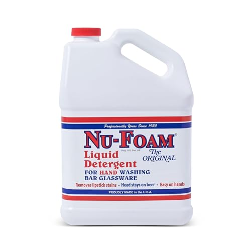 Nu-Foam Liquid Detergent for Bar Glassware – Original Streak-Free Solution - Hand Washing Bar, Tavern, Brewery Supplies - Concentrated - 1 Gallon