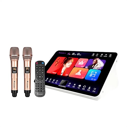 11.6 Inch Touchscreen Karaoke Machine with Microphone Portable Home KTV System Bilingual Chinese English Wireless Bluetooth for Adults Kids Parties Family Entertainment (11.6-inch 500G White)