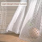 DriftAway Linen Textured Pom Pom Sheer Curtains 84 Inch Length 2 Panels Sets for Living Room Bedroom Rod Pocket Farmhouse Boho Drapes Cute Tufted Semi Sheer Nursery Children Kids White Curtain 52"x84"