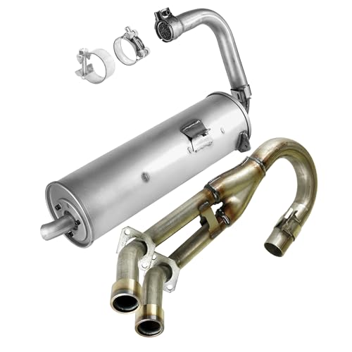 Caltric Exhaust Muffler And Exhaust Pipe with Gaskets Compatible with Yamaha Rhino 660 Yxr660 2004-2007