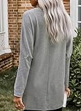 Dokotoo Womens Tops Long Sleeve Shirts Spring Outfits for Women 2025 Tunics Tops Blouse Fashion Oversized Sweatshirt Tshirts Long Tops Tunic with Pockets Tops for Leggings Spring Clothes Gray XL