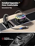 USB C Car Charger, 60W Super Fast Car Charger Adapter with 5ft 30W Type C Coiled Cable, Car Phone Charger Adapter for iPhone 16 Pro Max, Samsung Galaxy S24/S23, Google Pixel, iPad Pro…