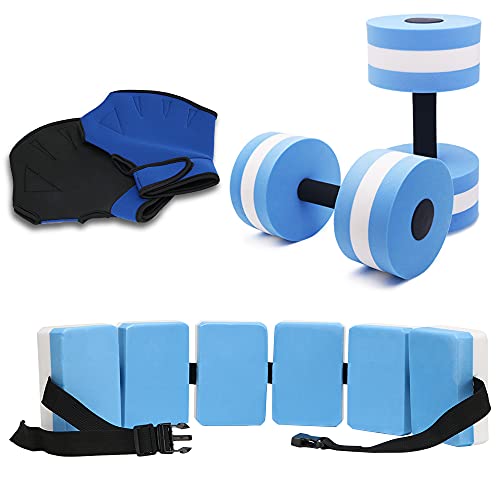 UNAOIWN Water Dumbbell Set for Aquatic Aerobics Exercise, Training Aid for Aquatic Fitness, Swim Gloves Version-Blue