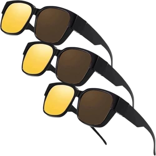 Foranyo Women's Retro Square Fit Over Glasses Sunglasses - Photochromic UV400 Polarized Lenses for Driving, Myopia & Night Vision - Lightweight Over-Eyeglass Sun Shades(Photochromi)