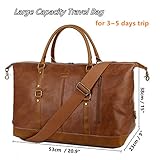 BAOSHA Vegan Leather Travel Duffel Tote Bag Overnight Weekender Bag Oversized for Men and Women HB-14 (Brown)