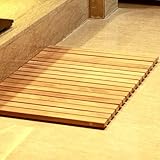 Nordic Style Teak Shower and Bath String Mat - Indoor and Outdoor Use - Non-Slip Wooden Platform for Sauna, Pool, Hot Tub Flooring Decor and Protector (Natural Finish, 23.62" x 15.75")