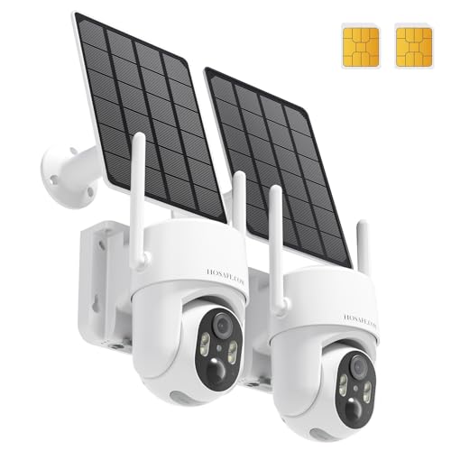 4G LTE Cellular Security Camera No Internet Needed, Solar No wifi Security Camera Outdoor Wireless With SIM Card Jobsite, 2K Color Night Version, 360 Live View, Motion Detection, 2-Way Audio, 2 Packs