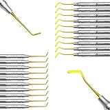 INSTUMAX Set of 10 Dental Composite Filling Instruments Spatula & Plugger Titanium Golden Tips Restorative Teeth Resin Restore Shape Removing Tools Set