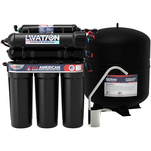 US Water Systems The All American 6 Stage Alkaline Reverse Osmosis System – Made in USA, Livation Hydration Technology, BPA-Free, High-Efficiency, Lifetime Support, Water Filter - Chrome Faucet