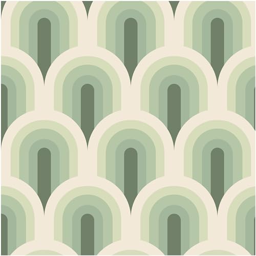 Blooming Wall DPYC58 Gradient Mint Green Roman Arch Shape Peel and Stick Wallpaper Self-Adhesive Prepasted Wallpaper Wall Décor