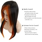 Baruisi Long Orange Black Wig Silky Straight Synthetic Heat Resistant Side Bangs Halloween Costume Hair Wigs for Women Girls