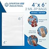 Spartan Industrial - 4” X 6” (1000 Count) 2 Mil Clear Reclosable Zip Plastic Poly Bags with Resealable Lock Seal Zipper