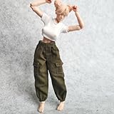 1/12 Scale Figure Clothes T-Shirt + Cargo Pants for 1:12 6inch Female TBL Action Figure Doll Clothes (White)