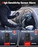 Car Anti-Theft Vibration Alarm, ELECTOP 108dB Car Vibration Sound & Light Alarm, Wireless Remote Vibration Sensor Car Alarm Vehicle Security Alarm System Automotive Warning Interior Safety Red Light