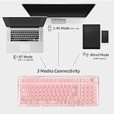 KiiBoom Phantom 98 Hot Swappable Crystal Gasket-Mounted Mechanical Keyboard, Triple Mode NKRO Gaming Keyboard with South-Facing RGB, Clear Keycaps, 8000mAh Battery for Win/Mac