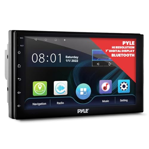 Pyle Double DIN Car Stereo Receiver - 7 Inch 1080P HD Touch Screen Bluetooth In-Dash GPS Navigator Car Audio Receiver - WiFi/GPS/AM/FM Radio, Mirror Link for Android iPhone