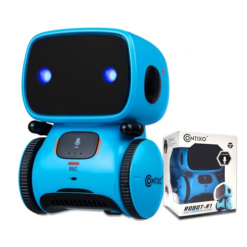 Contixo R1 Robot Toys for Kids, Blue Interactive Smart Robots with Voice Control Talking Dancing Learning Compact Educational Portable Toy for Boys Girls Toddlers Age 3-8 Years Old Birthday Gifts
