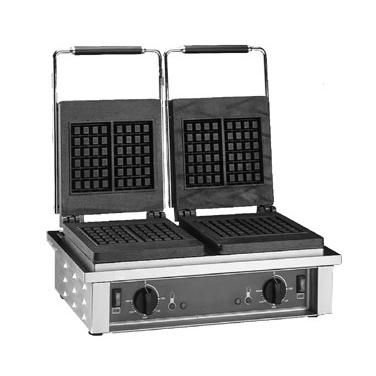 Equipex GED10 Double Cast Iron Plate Waffle Maker with Brussels Pattern Plates, Stainless Steel, 208/240v, NSF