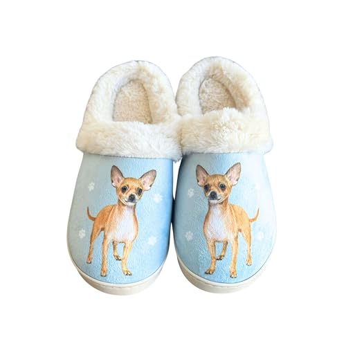 Snugg Slippers for Pet Lovers - Memory Foam House Slippers for Women - Plush Faux Fur Lining - Non-Slip Sole - 32 Dog and Cat Breeds (Chihuahua, US Footwear Size System, Adult, Women, Alpha Range, Medium, Small, Medium)