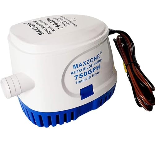 Automatic Submersible Boat Bilge Water Pump 12v 750gph Auto with Float Switch, 3/4" Outlet, Compact Marine Boat Yacht