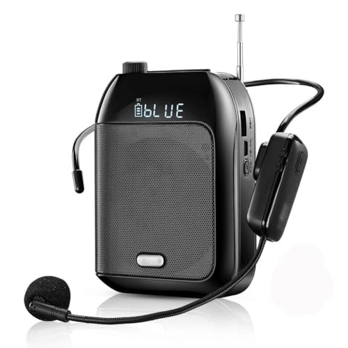 Portable Voice Amplifier for Teaching & Lectures, Multifunctional Megaphone with Microphone, TF/USB/Radio, 8W Output