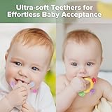 Haakaa Silicone Teether Combo - Baby Freezer Teething Toy - Soft Cold Teether - Soothe Teething Pain & Itching Gums - Perfect Size - Palm & Ferris Wheel Shape for 3M+ Babies BPA Free - 2 pk