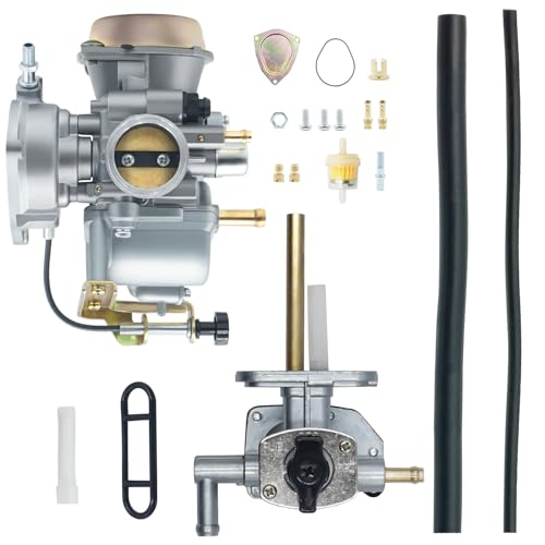 Carburetor + Petcock Fuel Valve for Su-zuki Ozark LTZ 250 Quadsport 250 Carb 2004-2009 LTF 250 2x4 2WD 2002-2009 Shutoff Switch, 13200-05G01