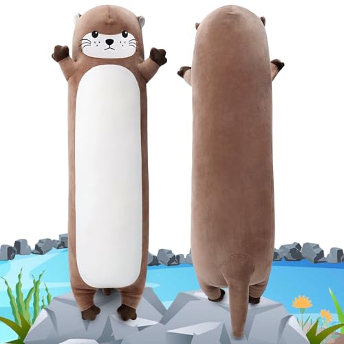 Sprinqdawin Large Otter Stuffed Animal,20” Long Otter Plush,Cute Plushies Animals Body Pillow,Kawaii Big Plush Toys Animal Gifts,Anime Sleeping Hugging Pillow Cushion for Kids Adults Birthday