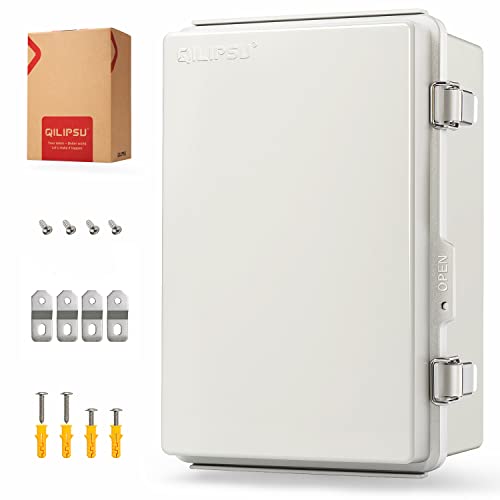 QILIPSU UL94-V0 Outdoor Electrical Box 11.4"x7.5"x5.5" Pro Waterproof Junction Box Weatherproof PC/ABS Alloy Plastic IP67 Project Electric Enclosure Grey Hinged Door