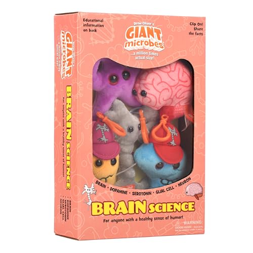 GIANTmicrobes Brain Science Themed Gift Box, Neuroscience Gifts, Brain Gifts, Neurology Gifts, Psychology Gifts, Brain Surgery Recovery Gifts, Plush Keychain, Psychologist Gifts, Brain Keychain