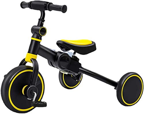 NUBAO Stroller Wagon Kids Bicycle - Three Wheeled Scooter,Children's Tricycle with Foldable Grip and Adjustable Seat,Yellow Over 1 Year Old Girl Gifts (Color : Yellow)