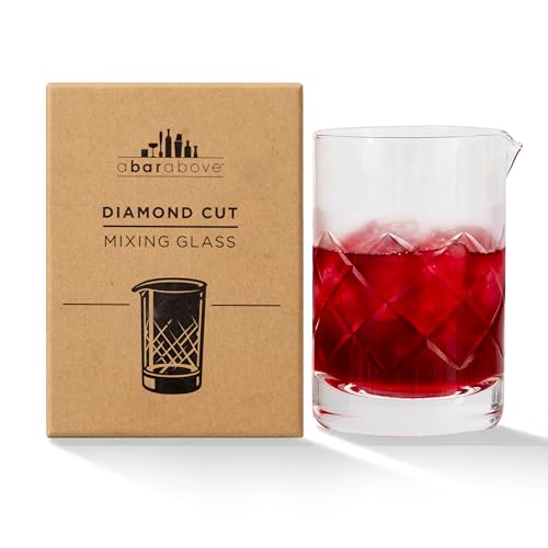 A Bar Above Diamond Cut Cocktail Mixing Glass, Thick Sturdy Glass Beaker, to Mix and Stir Cocktails, Drink Mixer Glass, for Bar Mixing Set, Basic, Professional, or Home Bar Accessories, 18 Oz