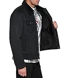 Levi's Men's Faux Leather Sherpa Lined Trucker Jacket, Black Faux Shearling, Medium