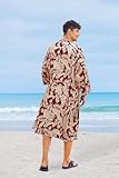 COOFANDY Mens Kimono With Shorts Two Piece Summer Sets Sexy Beach Kimono Summer Robes Kimono Mens Red Red (Leaves)