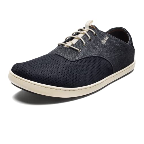 OLUKAI Nohea Moku Men's No Tie Boat Shoes, Breathable & Quick Dry Mesh, Effortless Design & Barefoot Wearability, All-Day Comfort & Support, Dk Shadow/Dk Shadow, 12