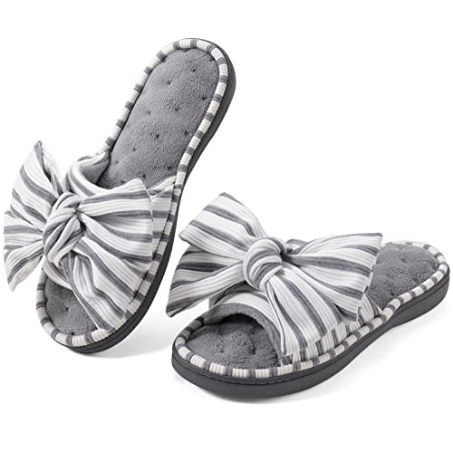 ULTRAIDEAS Women's Eurytides Slide Slippers Memory Foam House Shoes, Light Grey, 7-8